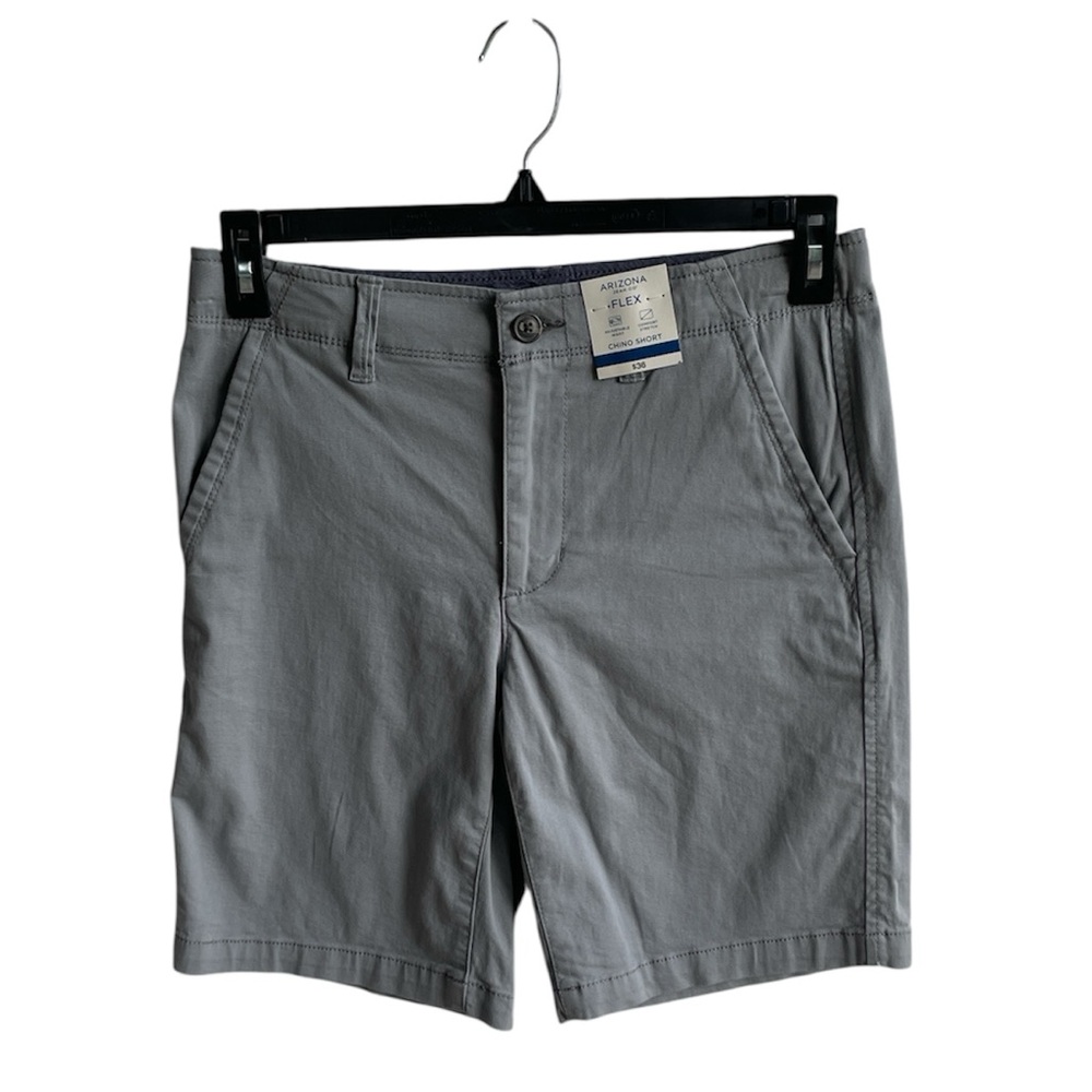 ARIZONA JEAN CO BOYS FLEX CHINO GRAY SHORTS SIZE 18 HUSKY NWT